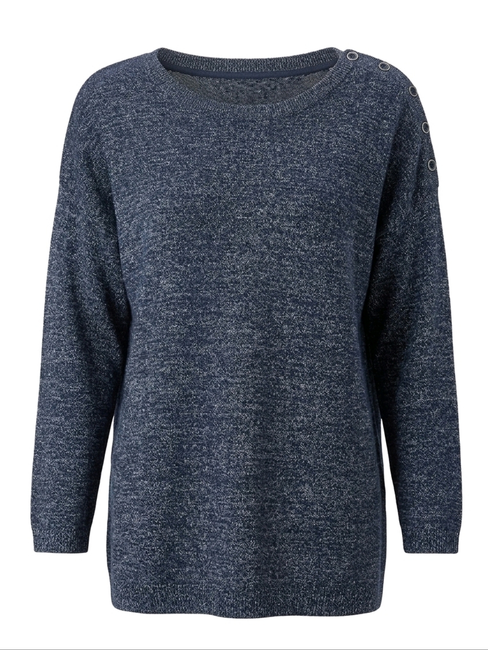 🤑Talbots Women’s Navy Gray Button-Shoulder Knit Sweater 3/4 Sleeve 2XL